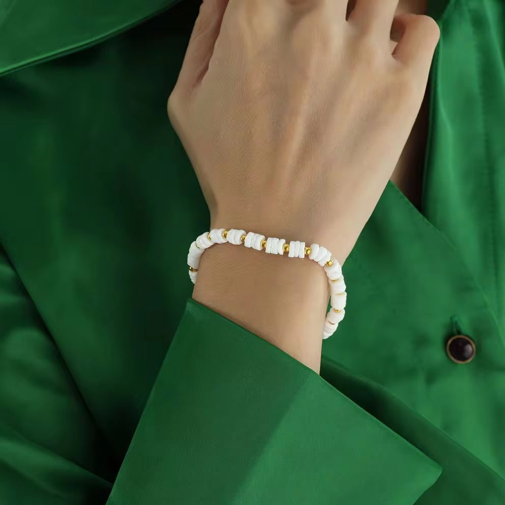 JEWELRY SL07 Natural White Shell Stainless Steel Bracelet White Shell Mother of Pearl Bracelet Fashion Bracelet Jewelry My Store