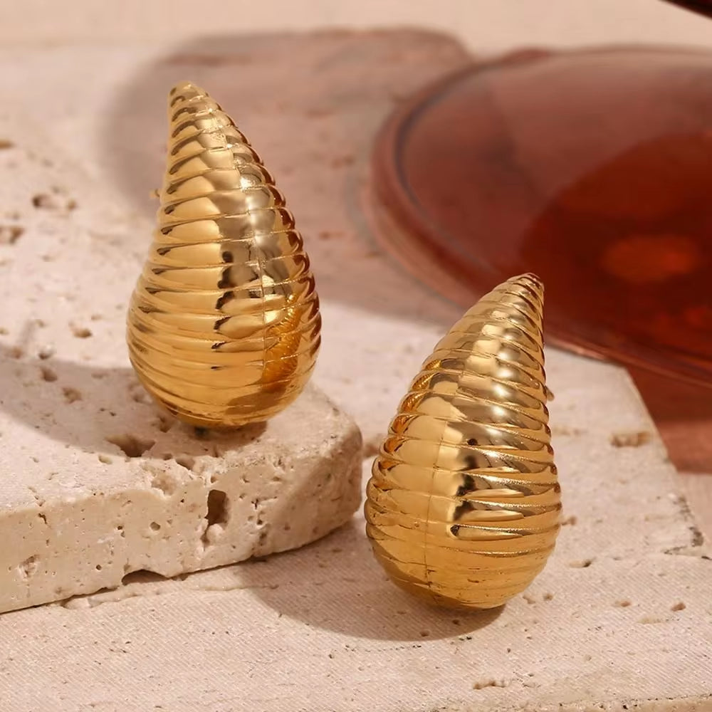 Spring Fashion Medium Hollow Water Drop Stud Earrings 18K Gold Plated Stainless Steel Jewelry Gift for Women My Store