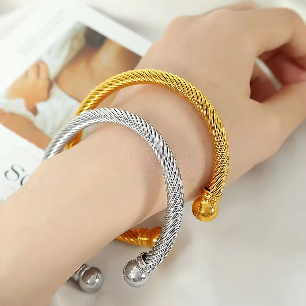 JEWELRY SZ55 Custom Stretch Threaded Stainless Steel Wire Bracelet Wholesale for Men Bangles My Store