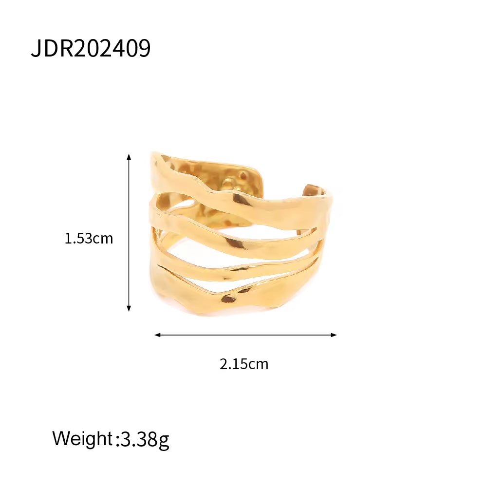 Ins Hot 18K Gold Plated Geometric Rings Set Jewelry Fashion Retro Style Oval Cross Shaped Ring for Women My Store