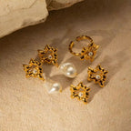 Design Lava Heart Pearl Stud Earring Ring 18K Stainless Steel Gold Plated Love Designed Drop Earring for Women My Store