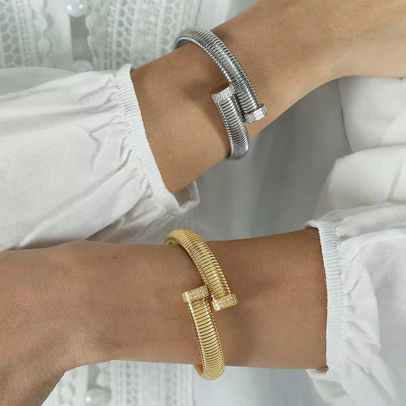 JEWELRY SZ03 Wholesale Stretch Snake Bone Chain Bangles Fashion Opening Adjustable Bangles My Store