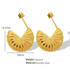 JEWELRY EH238 Hot Sellingstainless Steel 18K Gold Plated Earrings Women'S Scalloped Threaded Personalised Earrings My Store