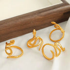 JEWELRY JZ38 Fashion Stainless Steel Alien Snake Style Ring Gold Plated 18K Open End Ring My Store