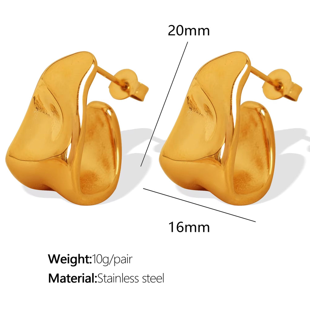 JEWELRY EH291 the Most Competitive Price Creative Simple Glossy Stainless Steel Gold-Plated Earrings My Store