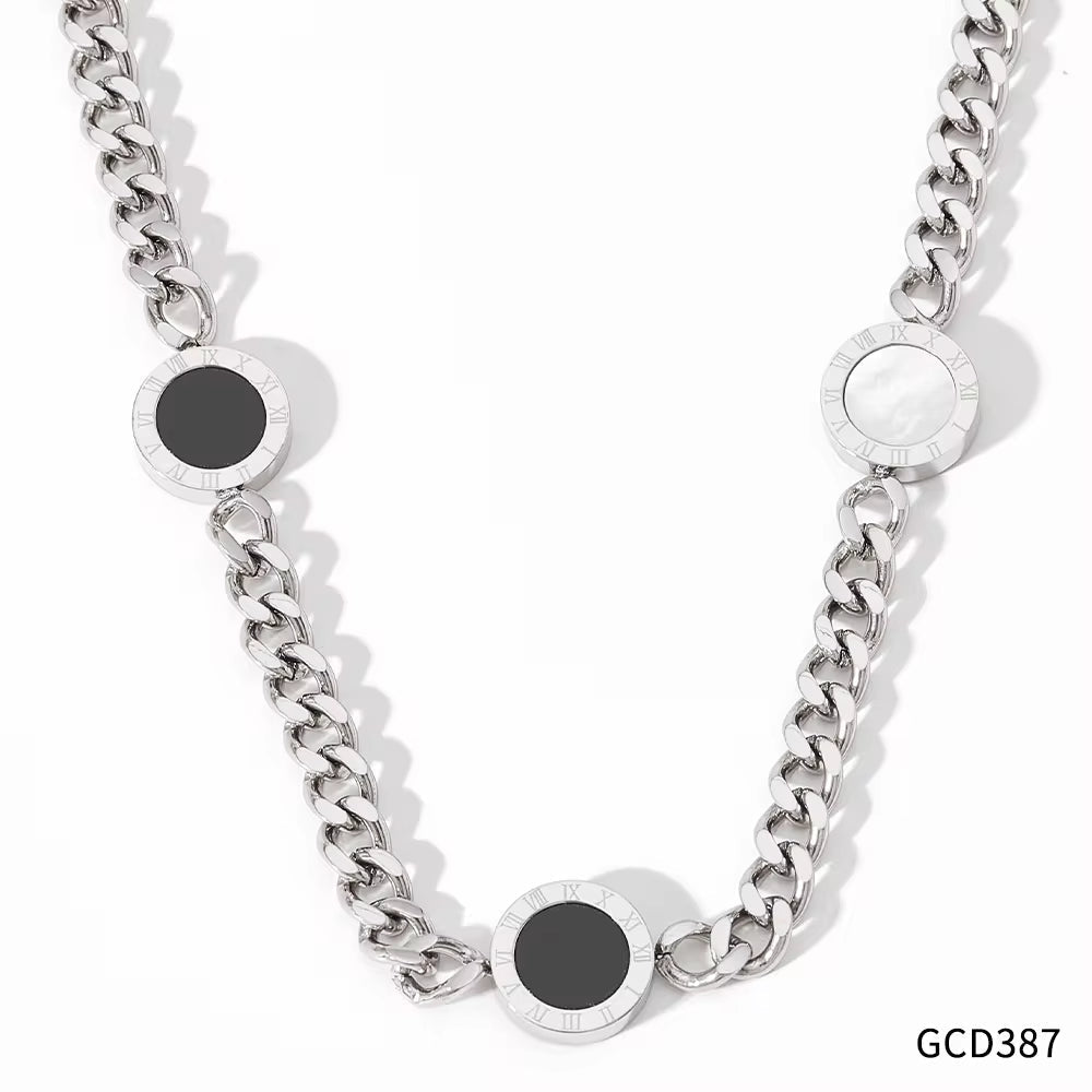 Shell Black White Cuban Chain Necklace Fashion Stainless Steel Jewelry for Women My Store