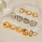 Simple Metally 18K PVD Gold Plated Stainless Steel Multi Layer Geometric Cross Open Adjustable Rings for Women My Store