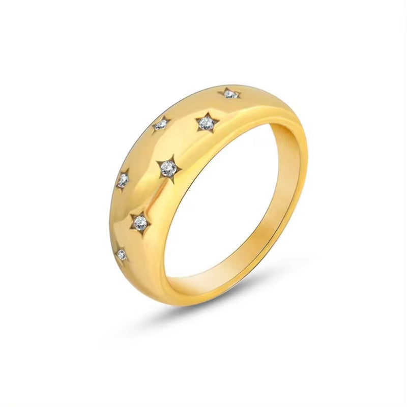Fashion Gypsophila Star Zircon Stainless Steel 18K Gold Jewelry Rings My Store