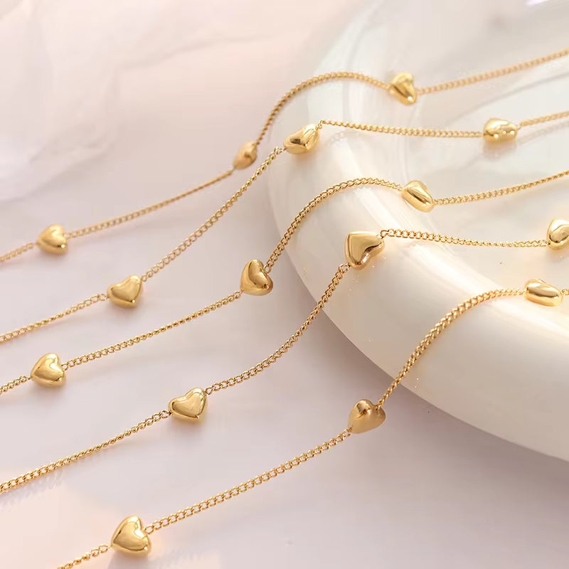 Waterproof&Tarnish Free Jewelry 316L Stainless Steel Heart Charms Curb Chain Necklace My Store