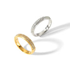 18K Gold Plated Cubic Zircon Stainless Steel Women Men Ring Waterproof Couple Ring for Lovers Hypoallergenic My Store