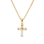 Vintage 18K Gold Plated Clear Cross Zircon Necklace Geometric Cubic Zirconia Crossed Pendant Necklace My Store