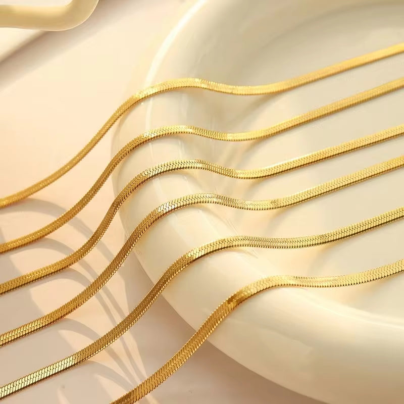 Wholesale Custom Stainless Steel Gold Plated 18K Gold 3Mm Snake Chain Necklace Bracelet Chain Set for Women My Store