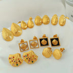 JEWELRY Fashionable Elegant Stainless Steel Metal Earrings Premium Feeling Shell Earrings for Women My Store