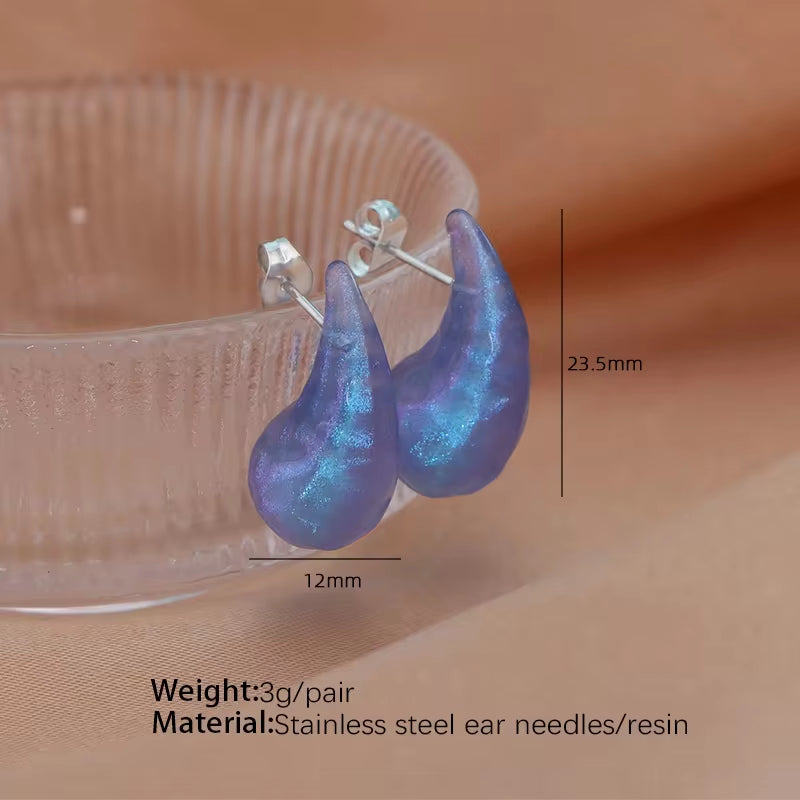 JEWELRY EH133 French Resin Earrings Teardrop Fashion Earrings Wholesale Mixed Colors My Store