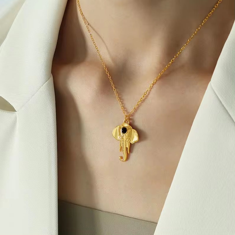 JEWELRY XL60 Trendy Elephant Pendant Collarbone Chain Fashion Modern Feeling Plated 18K Gold Necklace My Store