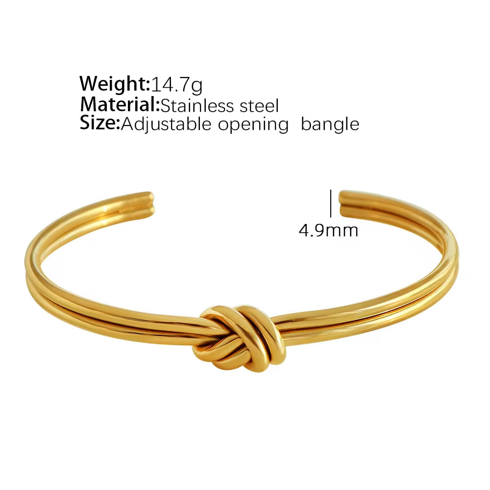 JEWELRY SZ45-7-SZ51 Hot Sale Vintage Fashion Stainless Steel Open Bangle Twist Knot C Shape Bangle for Women My Store