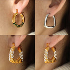 JEWELRY EH292-5 Factory Hot Sale 18K Gold Plated Geometric Zirconia Earrings Fashion Design Premium Earrings My Store