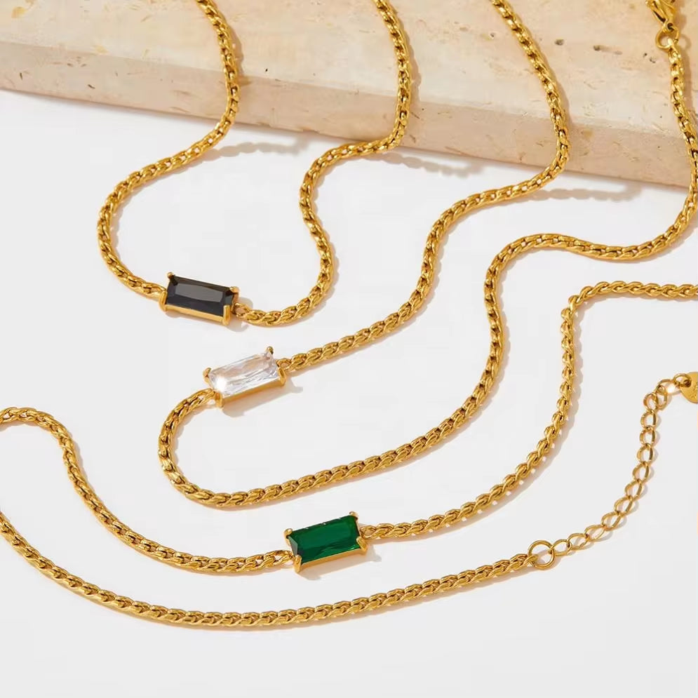 Wholesale Y2K Square CZ Pendant Necklace Stainless Steel S Chain Choker Jewelry Gifts Valentine'S Day Necklaces My Store