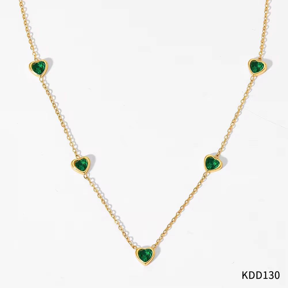Luxury Jewelry Stainless Steel Chain Chocker Heart Zircon Pendant Necklace My Store
