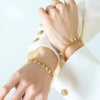 Wholesale 18K Gold Plated Cuban Chain Custom Shaped Leaf Charms Stainless Steel Bracelet for Women Armband My Store