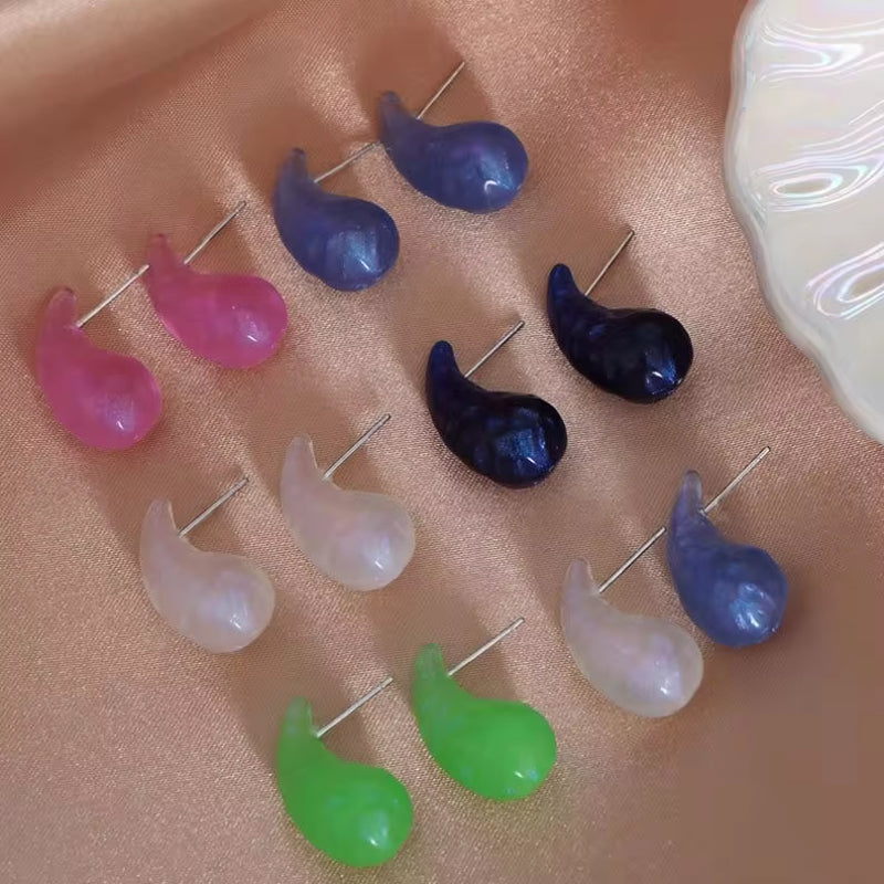 JEWELRY EH133 French Resin Earrings Teardrop Fashion Earrings Wholesale Mixed Colors My Store