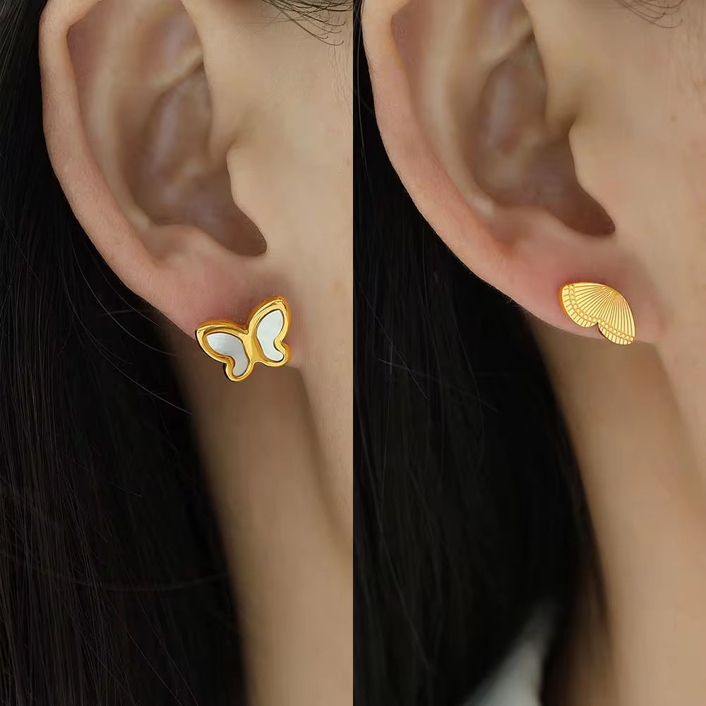 JEWELRY EH240-1 French Fashion Stainless Steel 18K Gold Plated Butterfly Shape Earrings for Women My Store