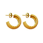 Dropshipping Waterproof Grain Fat Earrings 18K Gold Plated Stainless Steel Tarnish Free Cute Jewelry My Store