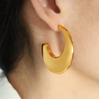 JEWELRY EH183 18K Gold Plated Oval Geometric Earrings Fashionable Temperament Women'S C-Shaped Earrings My Store