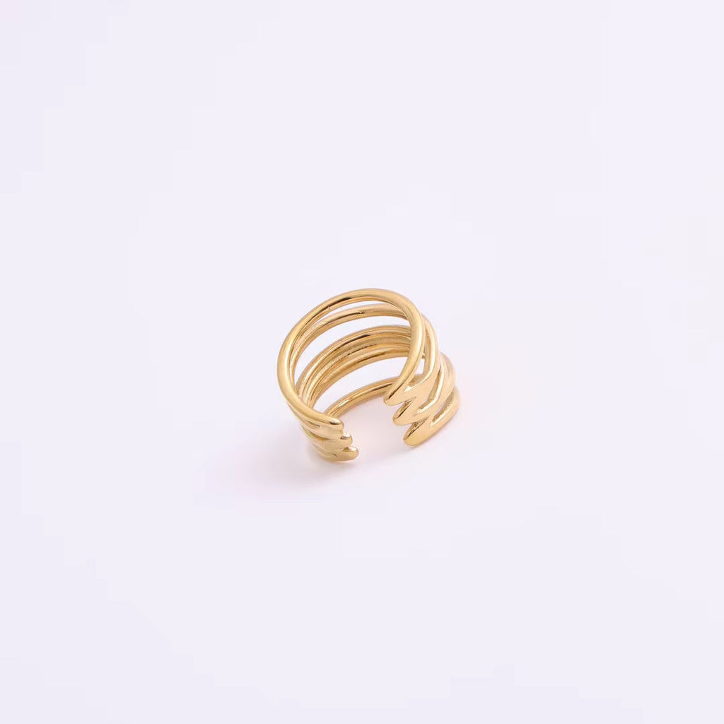 Hot Sale Women Fashion Minimalist Design High Quality Jewelry 18K Gold Plated Stainless Steel Stacking Multi Layers Ring My Store