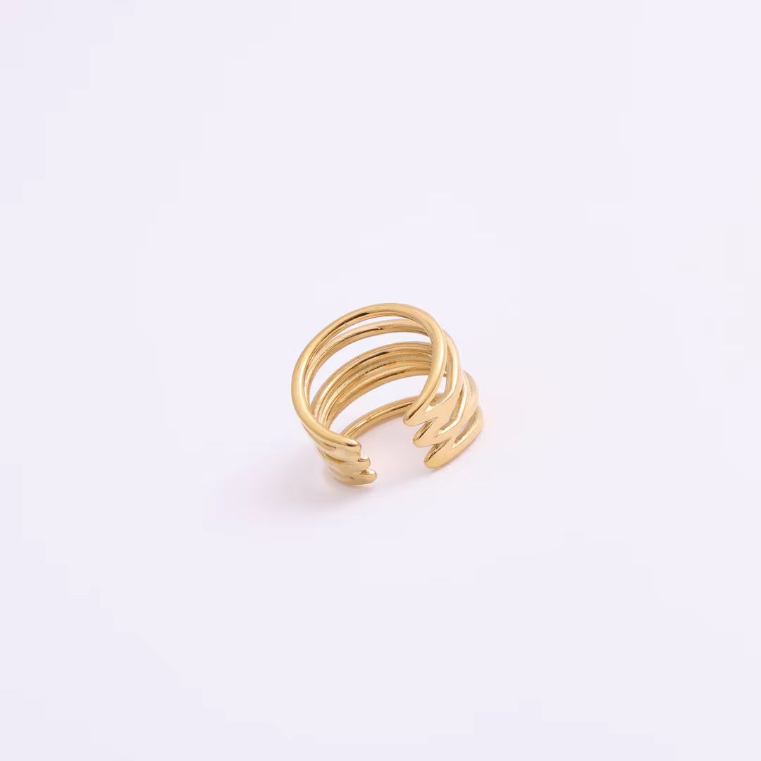 Hot Sale Women Fashion Minimalist Design High Quality Jewelry 18K Gold Plated Stainless Steel Stacking Multi Layers Ring My Store