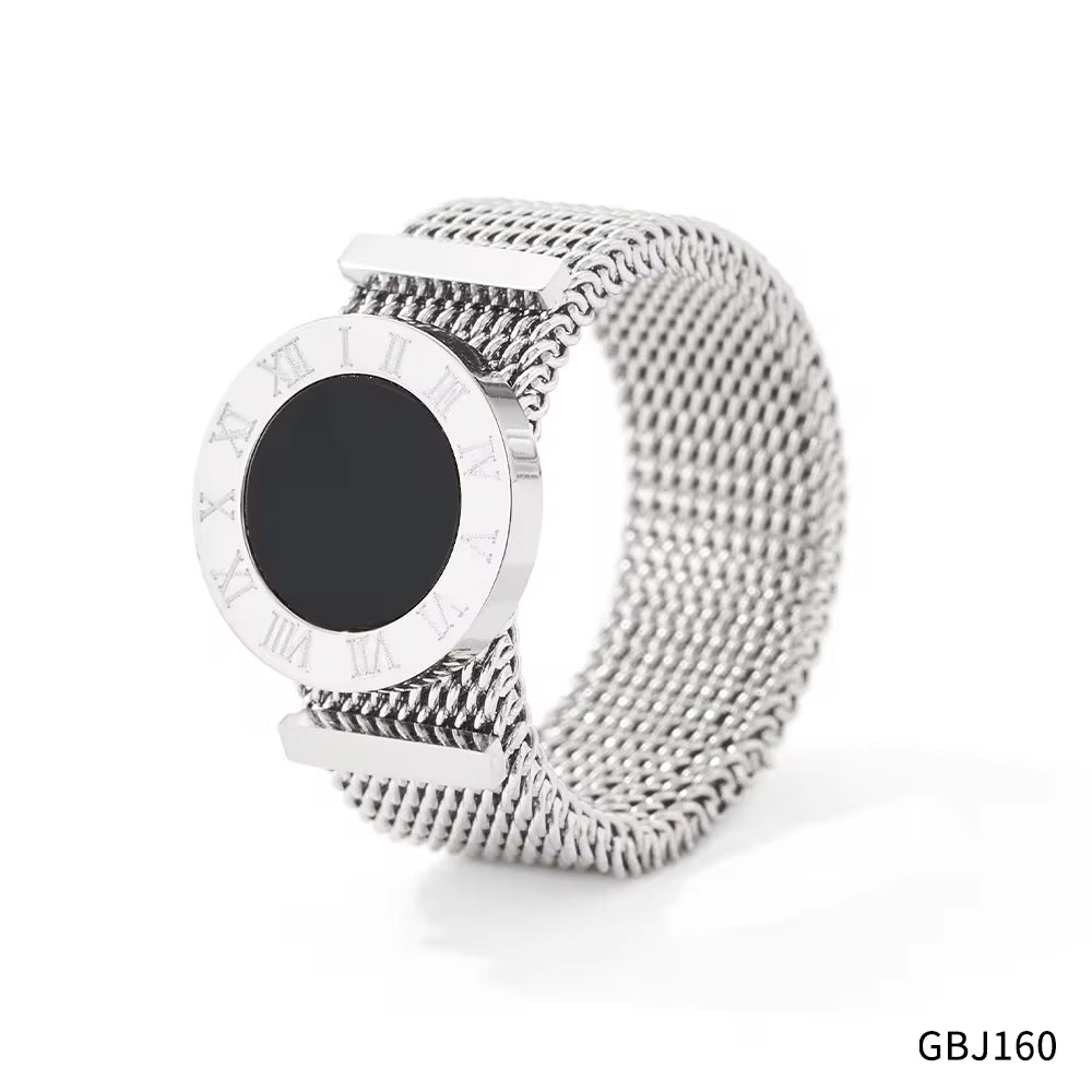 Ins Fashion 8Mm Wide Women&Men Watch Band Ring Stainless Steel Mesh Roman Numeral Shell Ring My Store