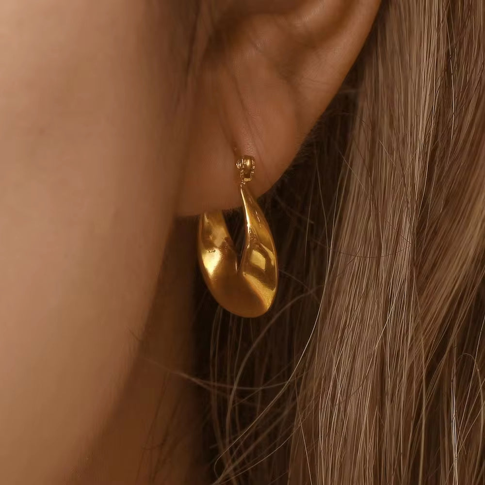 Irregular Hoop Earring 18K Gold Plated Stainless Steel Tarnish Free Wholesale Designer Inspired Earrings My Store