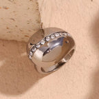 Water Drop Crystal Rhinestone Statement Rings Gold Plated Jewelry Waterproof Stainless Steel Rings My Store