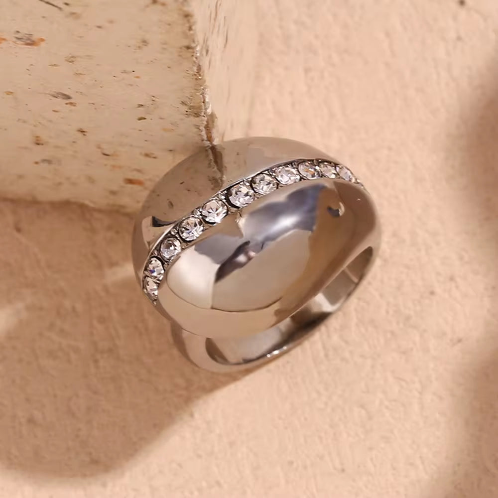 Water Drop Crystal Rhinestone Statement Rings Gold Plated Jewelry Waterproof Stainless Steel Rings My Store