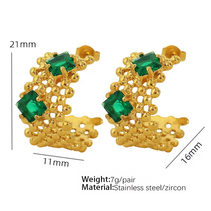JEWELRY Eh151The Newest Braided and Diamond Encrusted Stainless Steel Earrings with No Discolouration18K Gold My Store