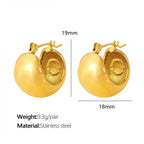 JEWELRY EH236 Customize Stainless Steel Gold Plated 18K U Shaped Drop Earrings Glossy round Ball Earrings for Women My Store