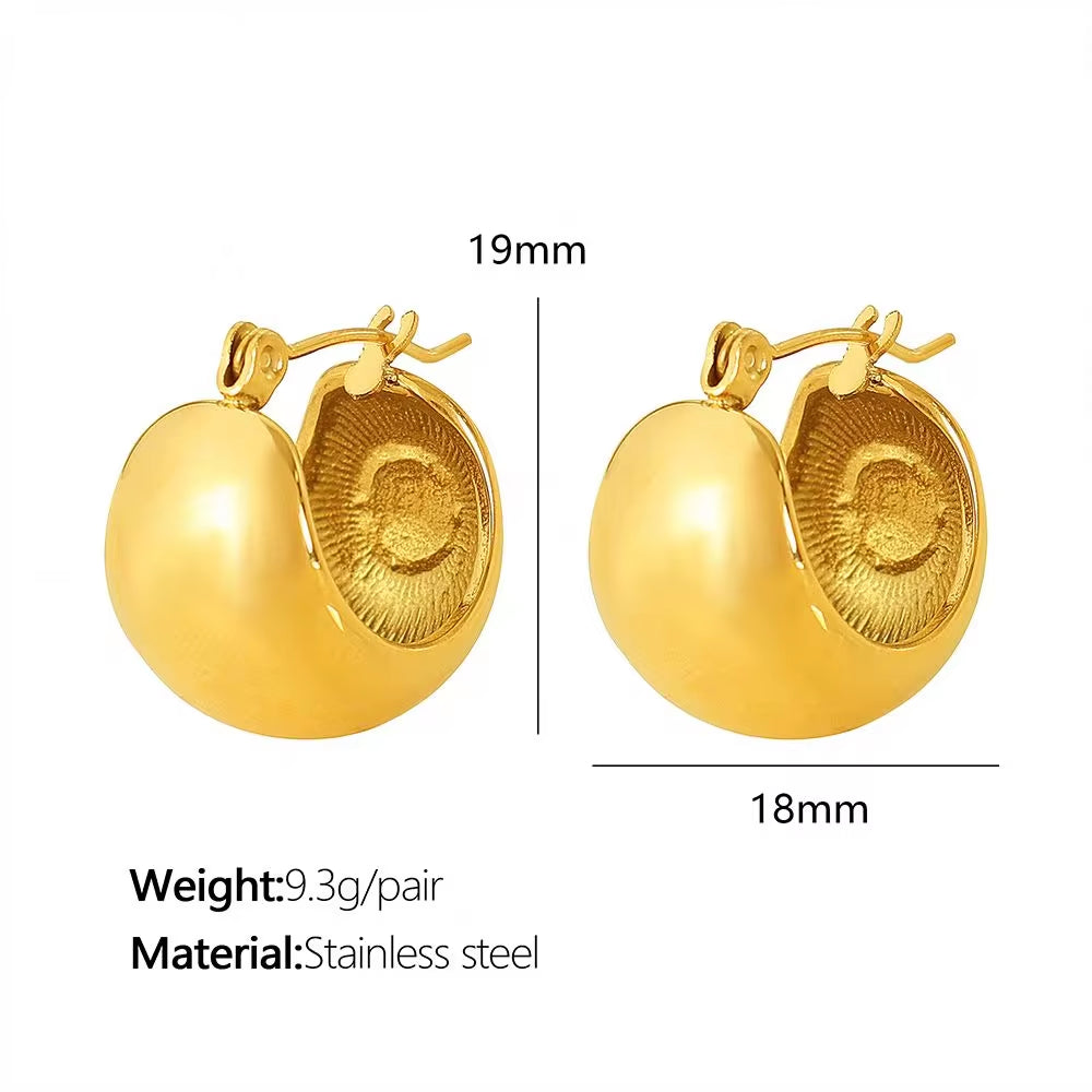 JEWELRY EH236 Customize Stainless Steel Gold Plated 18K U Shaped Drop Earrings Glossy round Ball Earrings for Women My Store