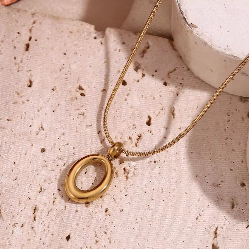 Minimalist Snake Chain O Shape Pendant Necklace Gold Plated Jewelry Stainless Steel Necklace My Store