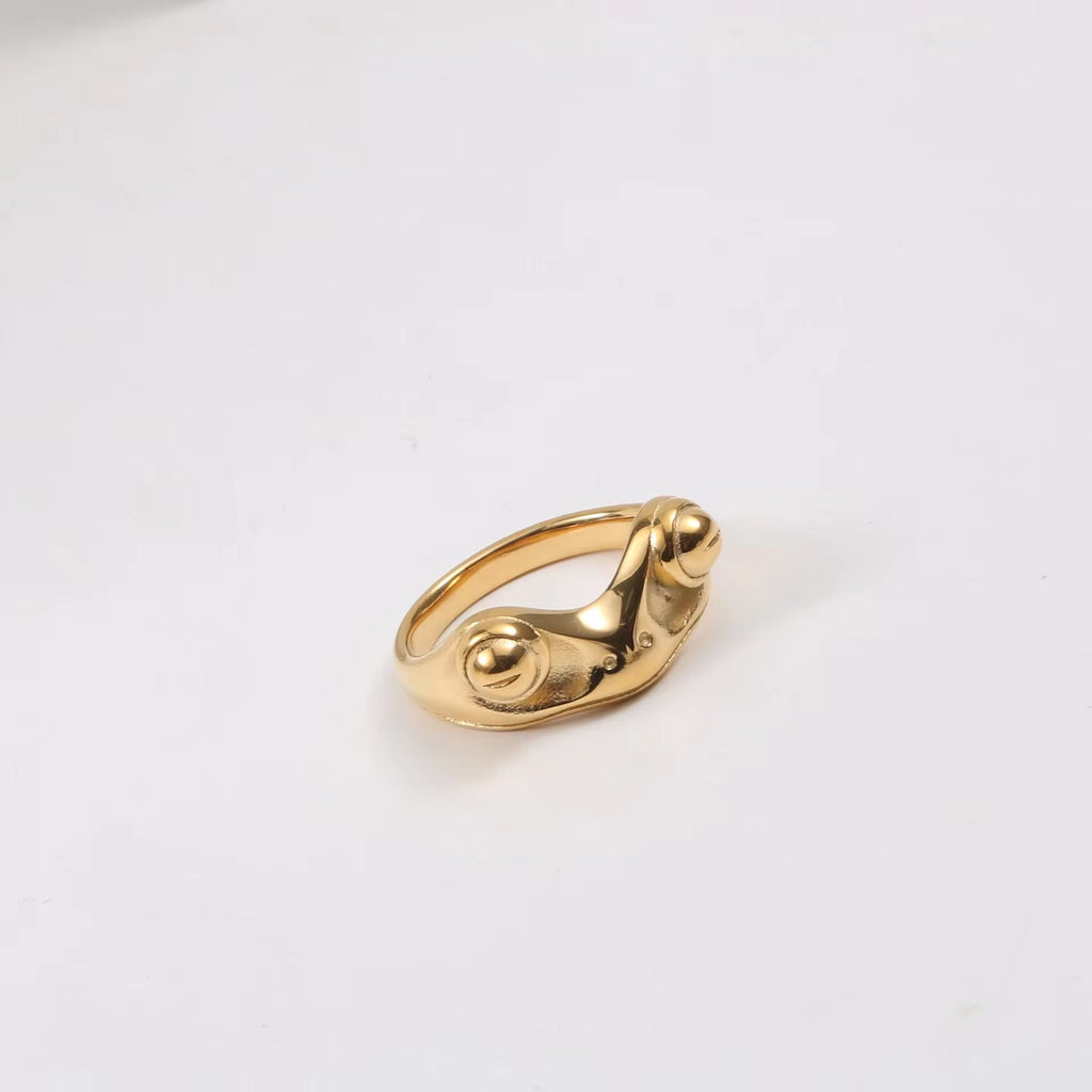 18K Gold Plated Stainless Steel Frog Rings Frog Shape Design Waterproof High Polished Hip Hop Rings for Women My Store