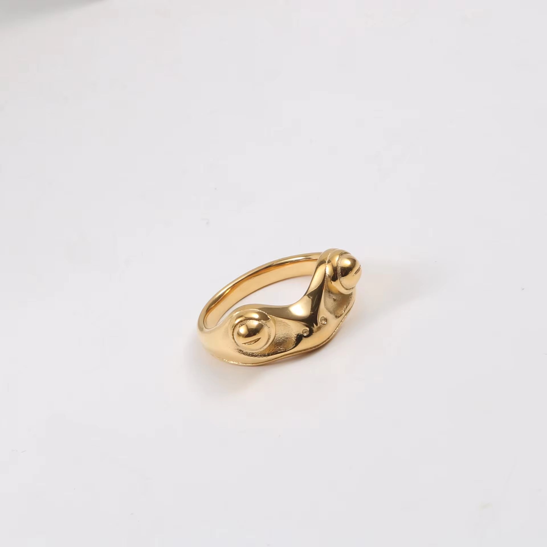 18K Gold Plated Stainless Steel Frog Rings Frog Shape Design Waterproof High Polished Hip Hop Rings for Women My Store