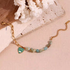 Splicing Amazonite Evil Eye Jewelry Gold Plated Charm Necklace Gold Plated Gemstone Jewelry Stainless Steel My Store