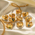 Spring Collections 18K Gold Plated Flower Tree Animal Pattern Rings Set Jewelry Fashion Colorful Oil Drop Ring My Store