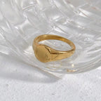 New Trendy Heart Oval Shape Titanium 18K Gold Plated Personalized Letter FK off Signet Ring My Store