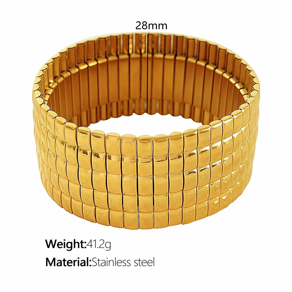 JEWELRY SZ56-7 the Newest Stainless Steel Stretch Band Stretch Band Rally Bracelet Wide Bracelet 18K Gold Plated My Store