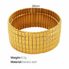 JEWELRY SZ56-7 the Newest Stainless Steel Stretch Band Stretch Band Rally Bracelet Wide Bracelet 18K Gold Plated My Store