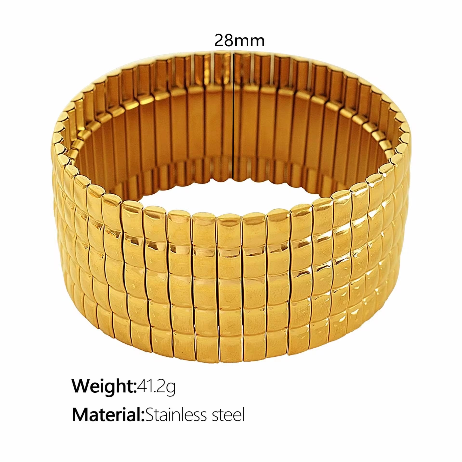 JEWELRY SZ56-7 the Newest Stainless Steel Stretch Band Stretch Band Rally Bracelet Wide Bracelet 18K Gold Plated My Store