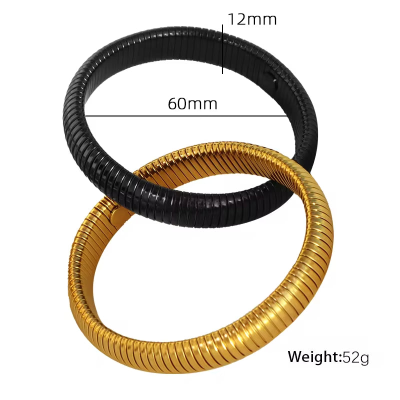 JEWELRY Fashion Stainless Steel Wide Face Bracelet Trendy Color Blocking Bracelet Stretchy Snake Bone for Women My Store