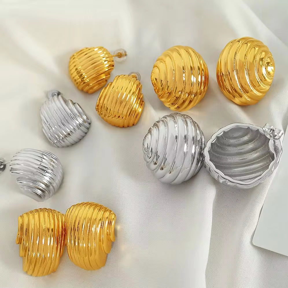 JEWELRY New Simple Irregular Geometric Earrings Vertical Pleated Hollow Half Circle Earrings My Store