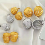 JEWELRY New Simple Irregular Geometric Earrings Vertical Pleated Hollow Half Circle Earrings My Store