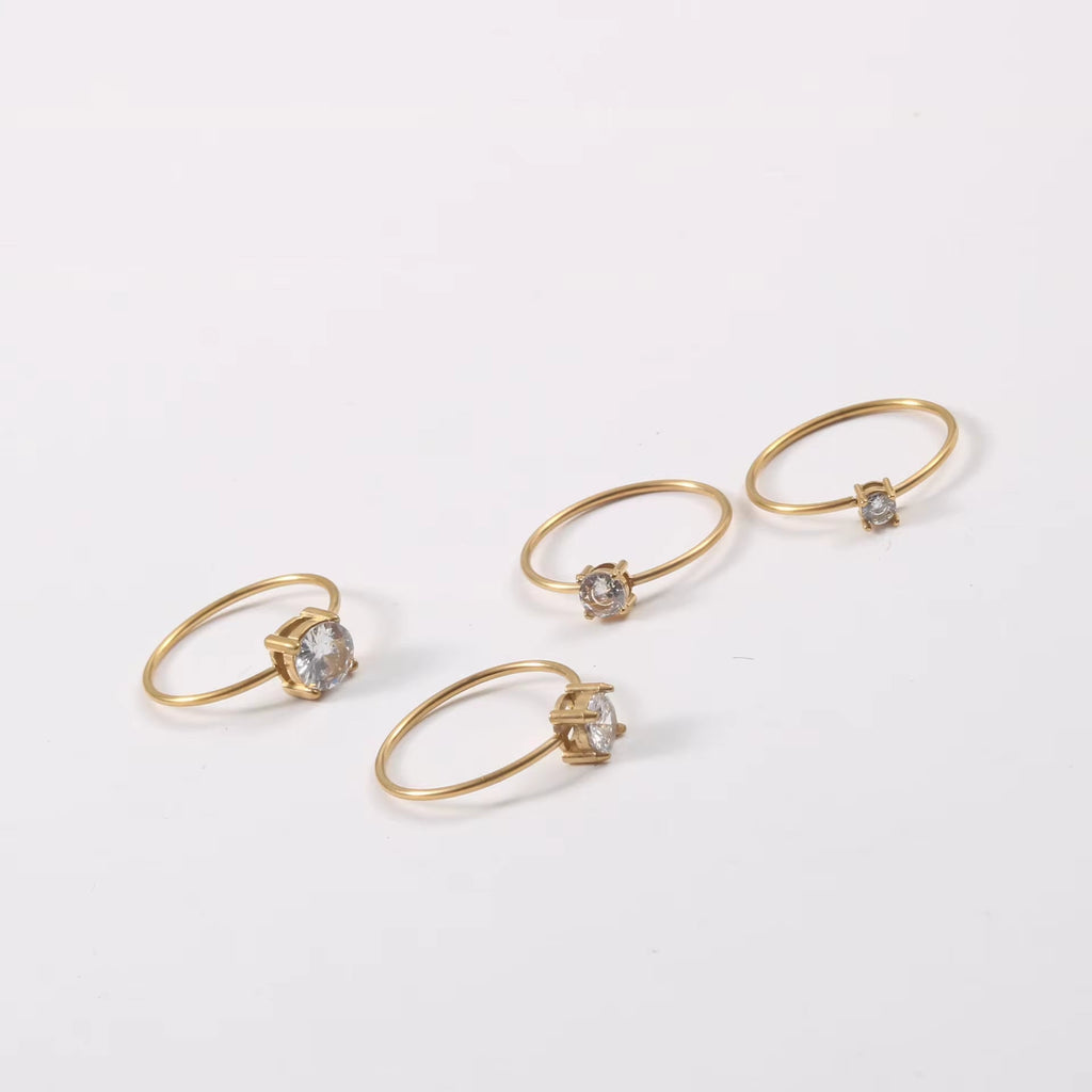 3/4/5/6Mm Cz Diamond Riings Waterproof 18K Gold Plated Fine Linellae Stainless Steel Zirconia Rings for Women My Store